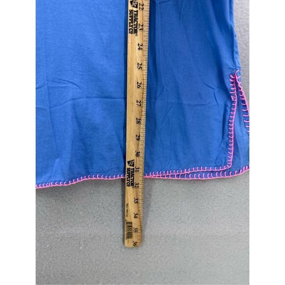 Lilly Pulitzer Womens Blue Split Neck Embroidered 3/4 Sleeve Cover-up Dress XS - Picture 8 of 9